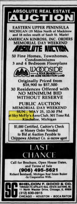 Woodside Country Inn  (Sky McFlys) - May 24 1986 Auction Notice